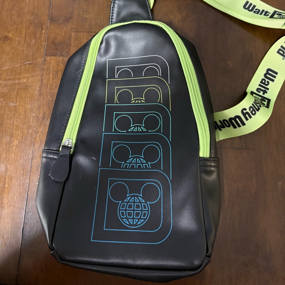 Trendy Black Sling Bag with Neon Accents